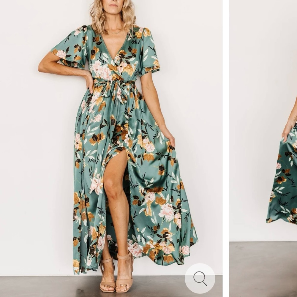 Floral maxi dress partially lined w high slit. Baltic Born size XL. New w tags.